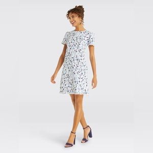 Draper James Women's Dress White Blue Floral Bird